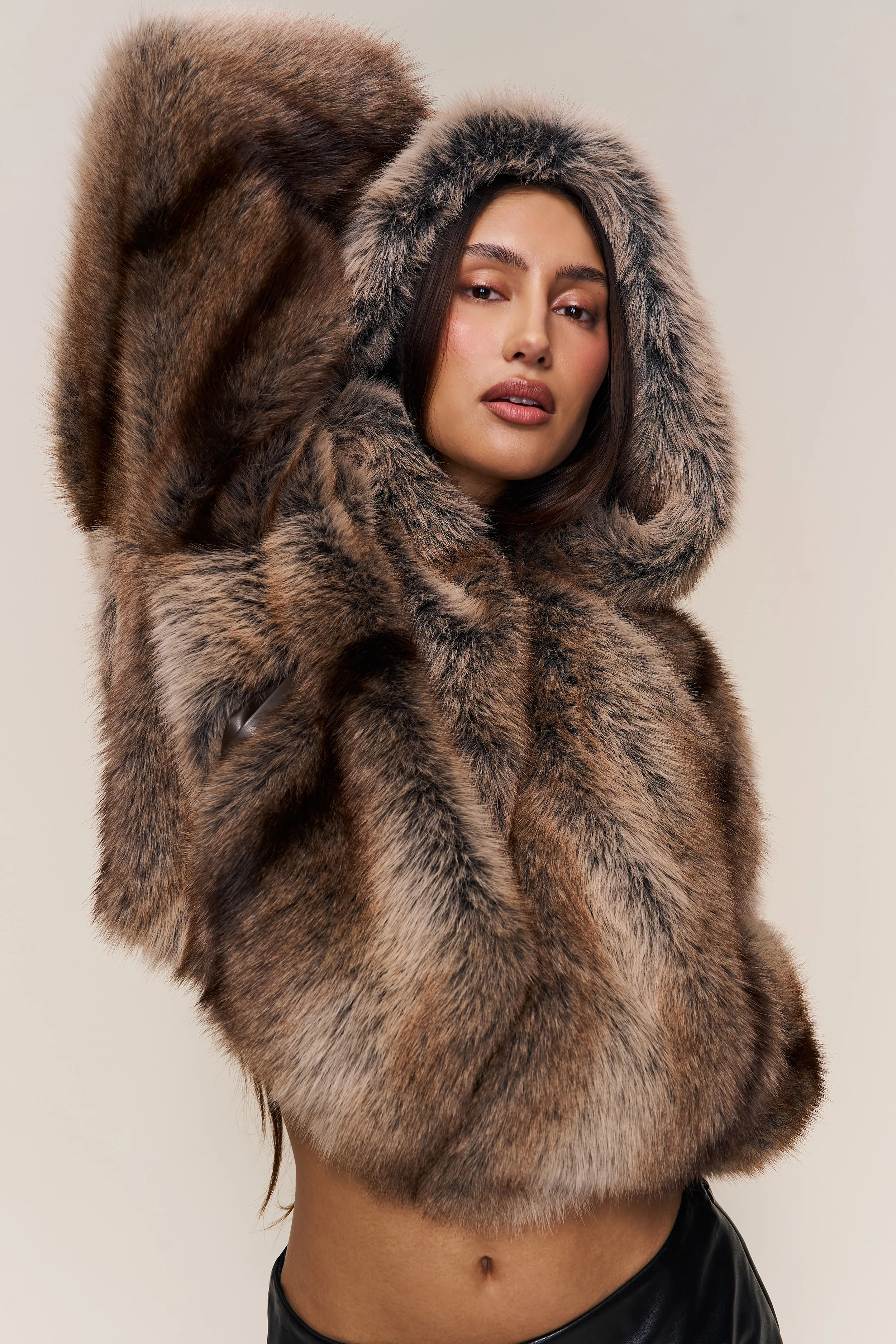 Cosette Cropped Faux Fur Jacket - Image 5