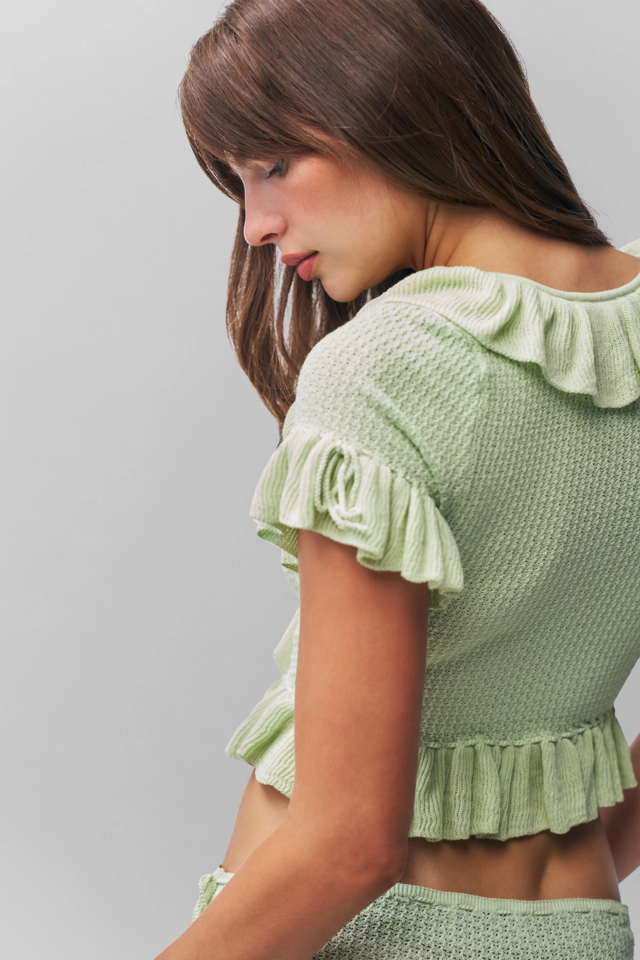 Ruffle Knit Tie Top - Image 7