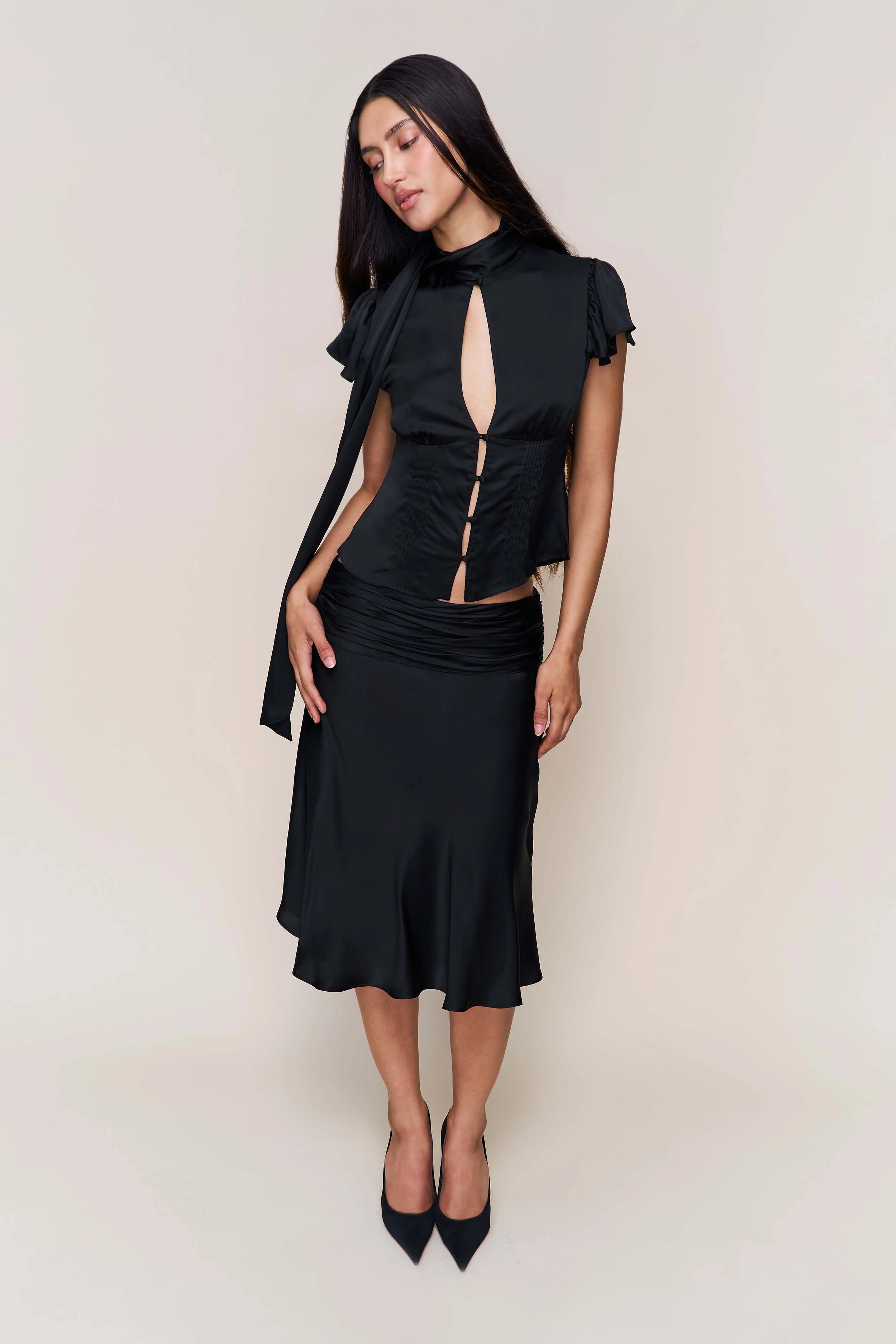 Eda Satin Midi Skirt - Image 4