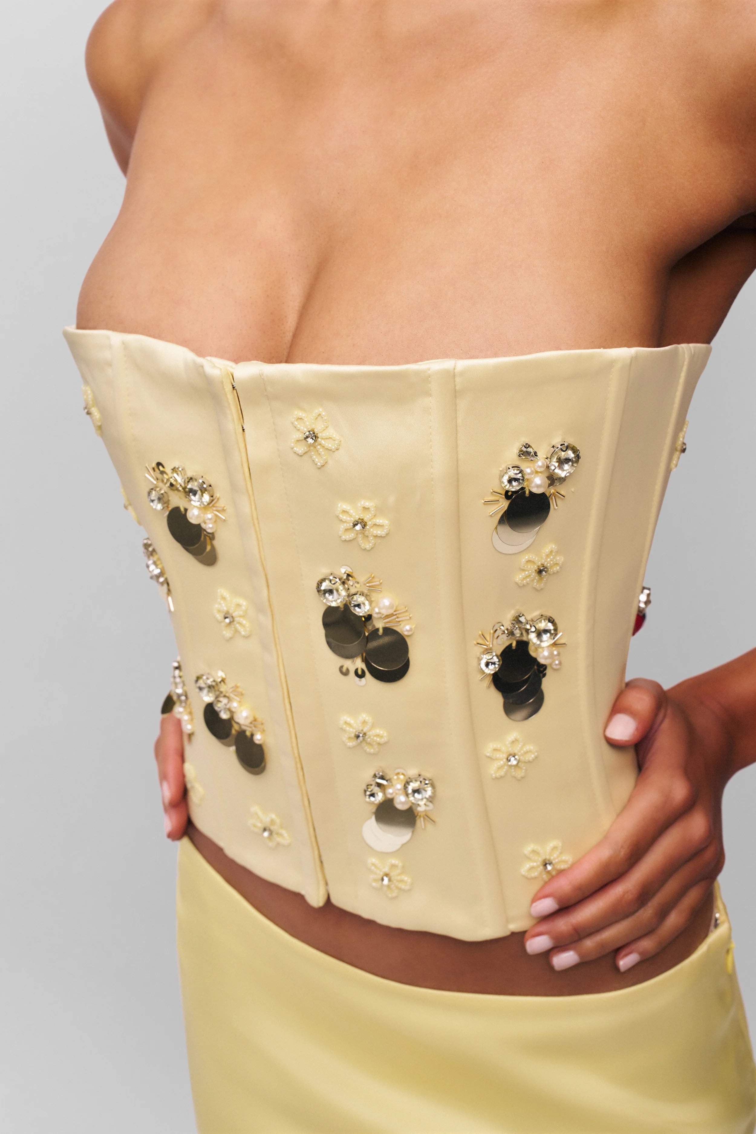 Embellished Satin Corset - Image 3
