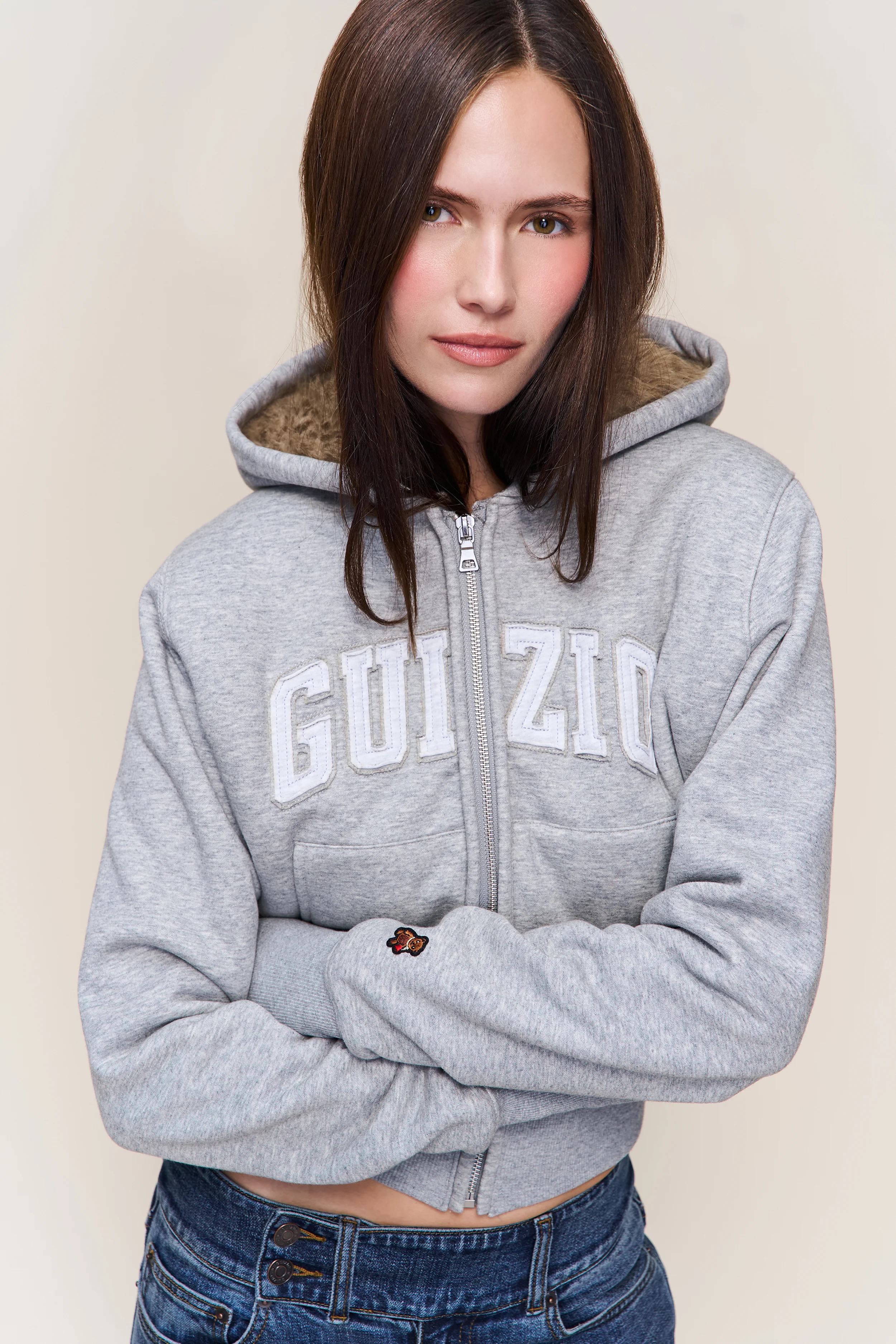 Guizio Zip Up Fitted Fur Hoodie - Image 3