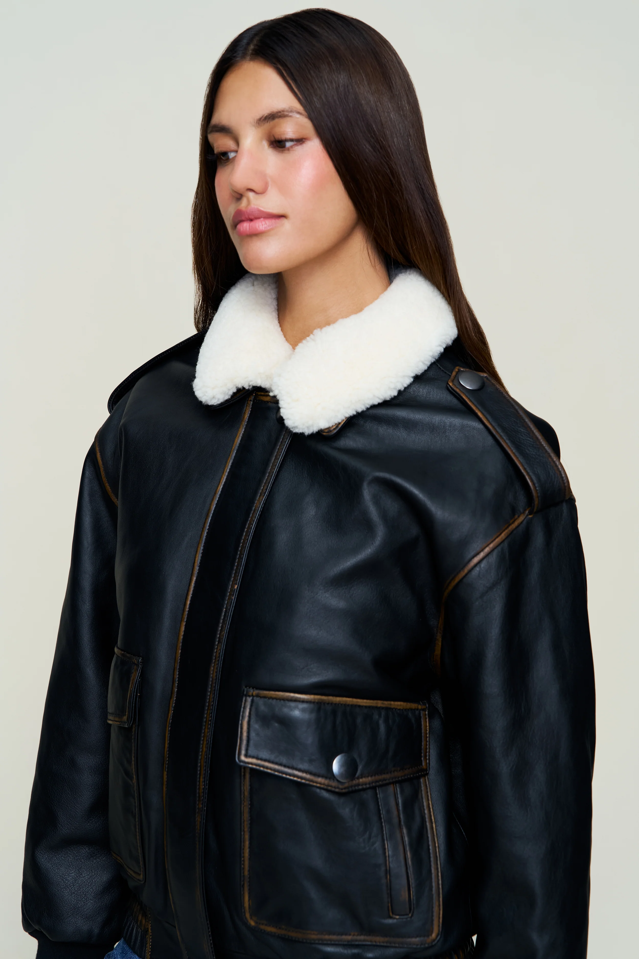 Hugo Vintage Leather Bomber - Image 3