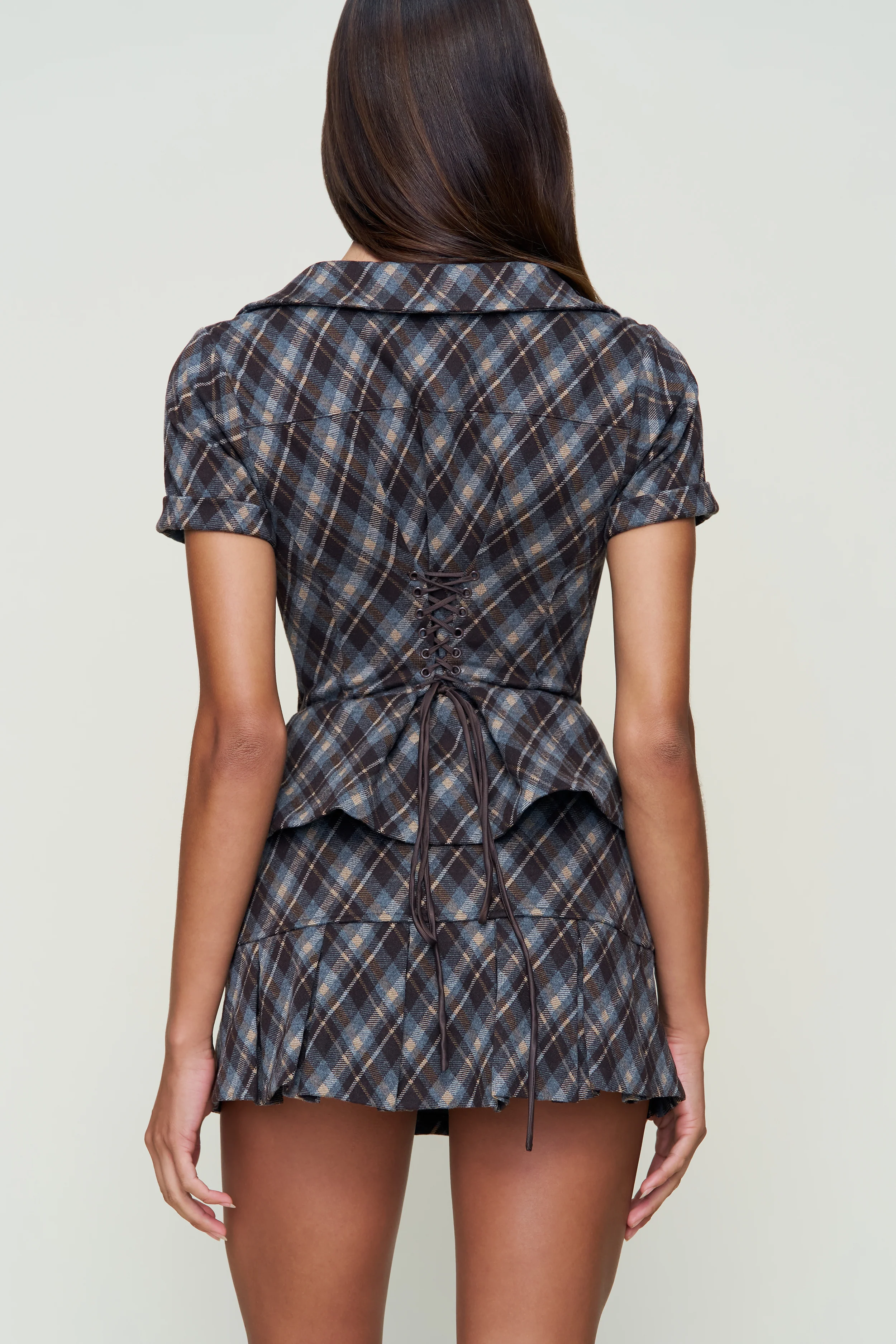 Lia Buttondown Diamond Tartan Corset - Image 6