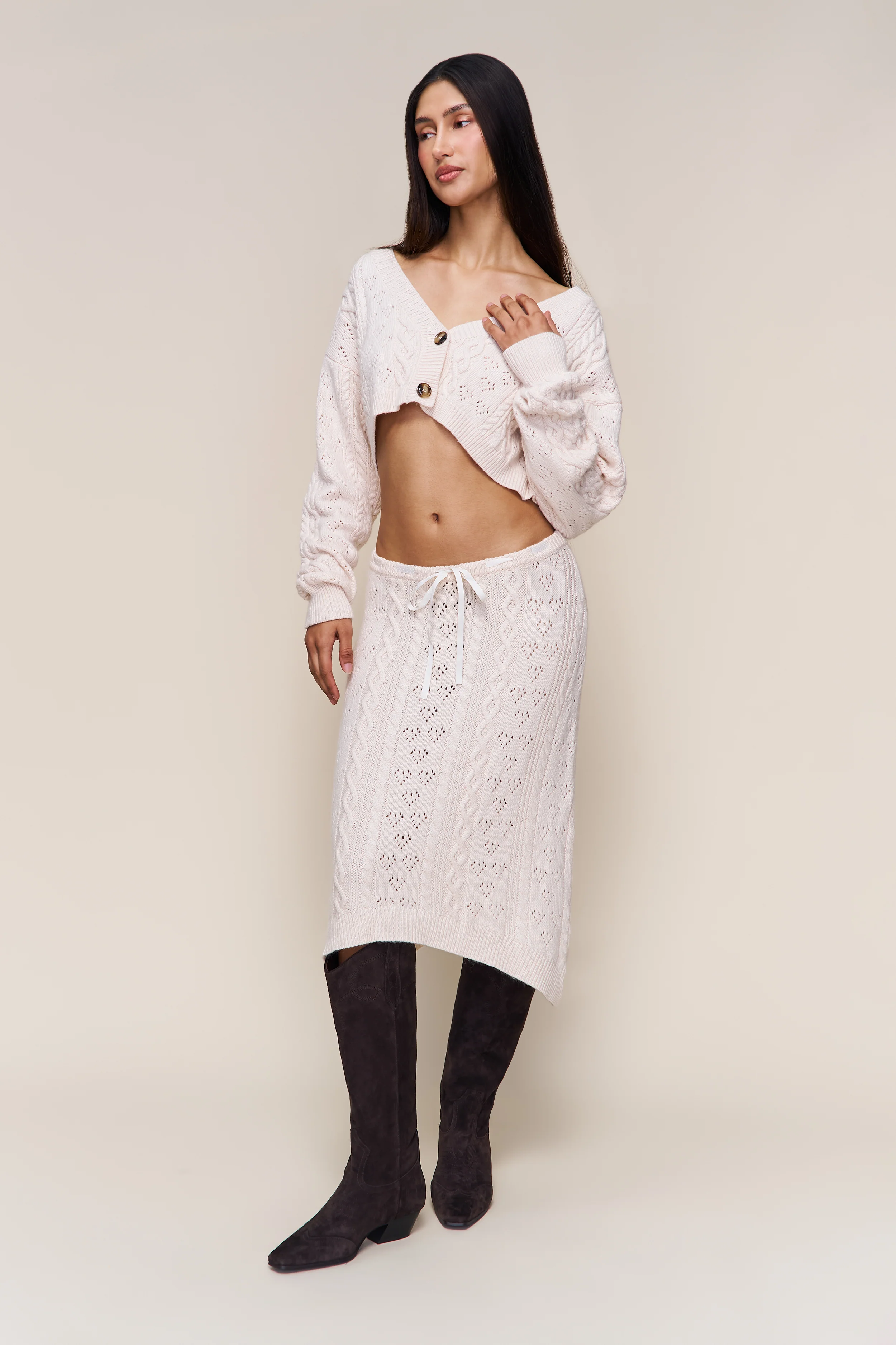 Noah Wool Cable Crop Cardigan - Image 2