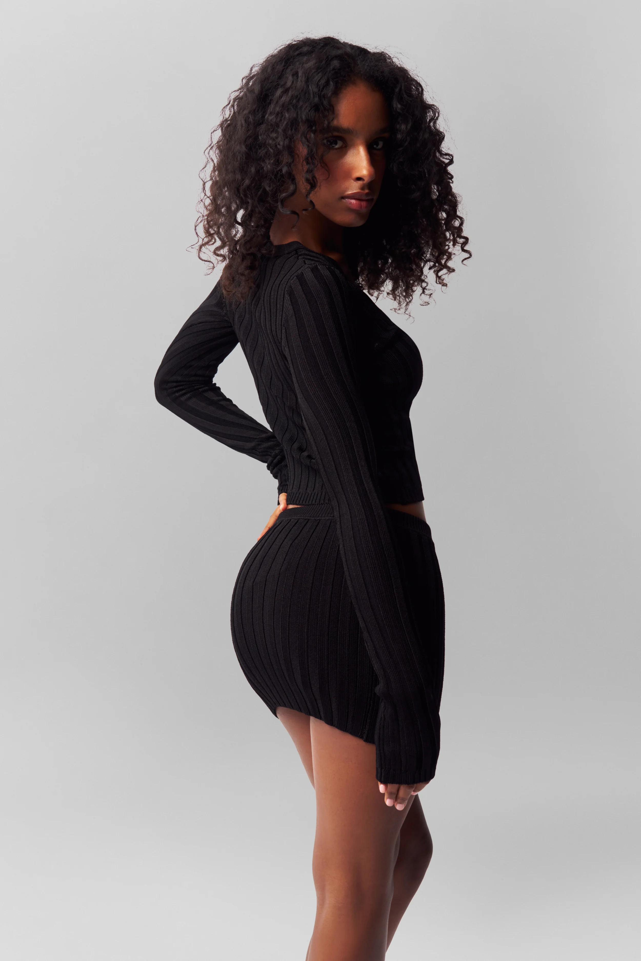 Slinky Rib Mini Skirt - Image 3