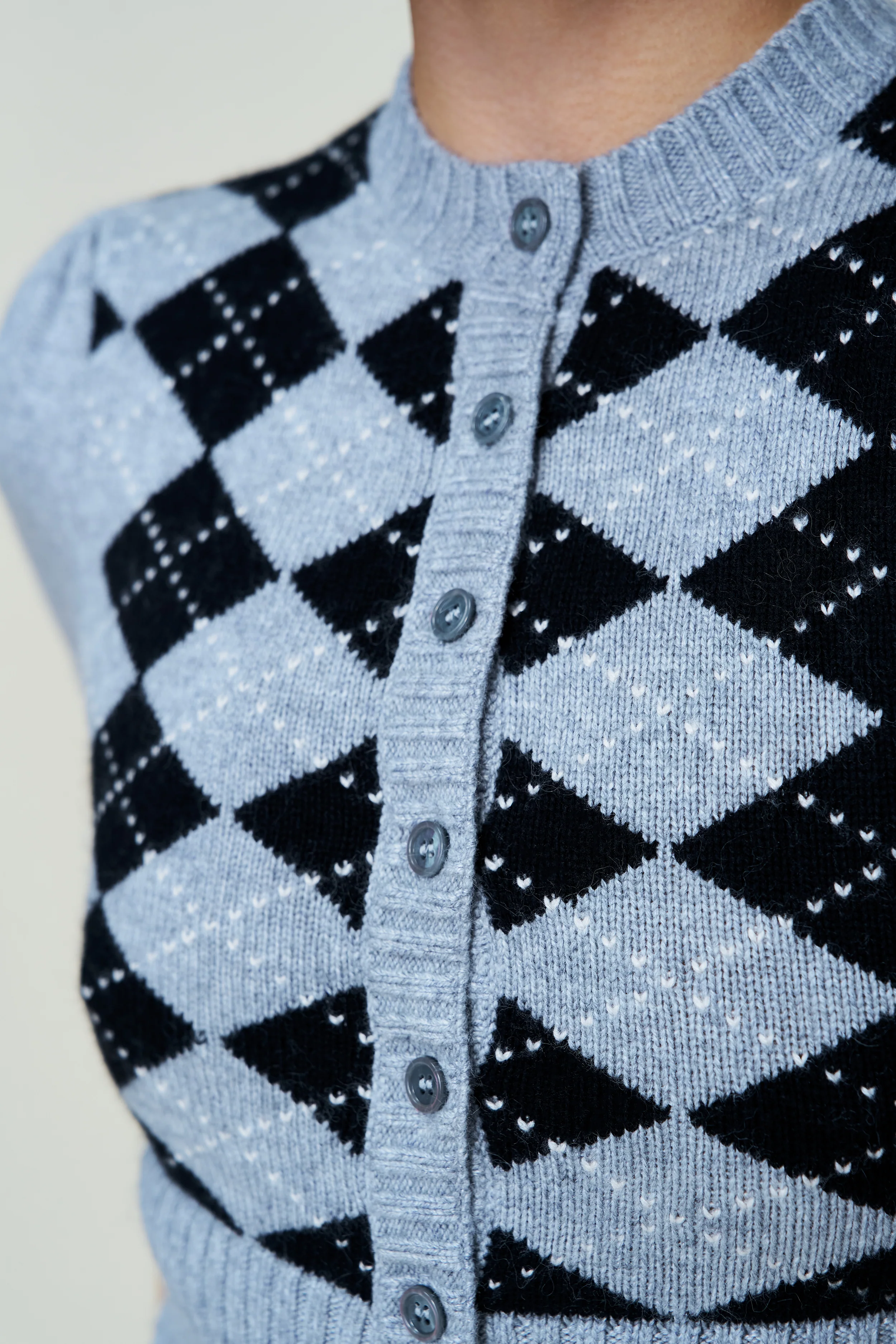 The Sweet Argyle Wool Cardigan - Image 3